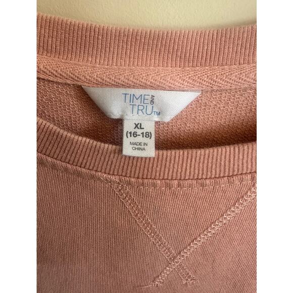 Time & Tru Pink Ruffle Sleeve Sweatshirt XL - Picture 2 of 6
